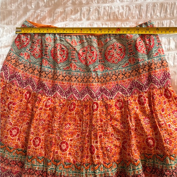 Ralph Lauren Vibrant Orange and Green Bohemian Maxi Skirt - Picture 5 of 5